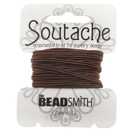 Soutache Cord - BeadSmith Soutache Braided Cord 3mm Wide - Beaver Brown (3 Yard Card)