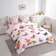 thumbnail image 3 of Homewish Rustic Boho Butterfly 7-Piece Bedding Comforter Set,Romantic Pink Rose King Bedding Sets,Country Floral Bed Sheets For Girls Kids,Super Cozy Room Decor Reversible, 3 of 8