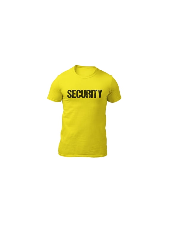 Bright Yellow Security T-Shirt Front & Back Print Mens Event Shirt Tee