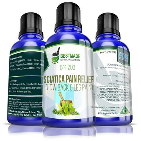 Sciatica Pain Relief BM203, 30mL, Maximum Nerve Pain Relief in a Natural Supplement for Lower Backache, Sore Legs, Nerve Pain & Shooting Pains caused by Compression of the Sciatic (Best Over The Counter Medicine For Lower Back Pain)