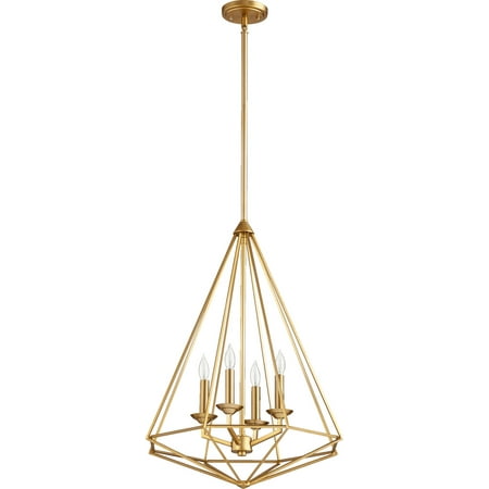 

Pendants 4 Light With Aged Brass Finish Candelabra Base Bulbs 20 inch 240 Watts