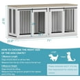 thumbnail image 6 of Spacious 71" Wooden Dog Crate for 2 Dogs, Stylish Heavy-Duty Dog House with Divider and Dual Trays, Perfect as Indoor Furniture or TV Stand, 6 of 7