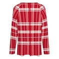 thumbnail image 5 of LYWC Red And White Plaid-494 Long Sleeve Shirts For Women Oversized Tshirts Tops Tees Fall T-Shirts V Neck, 5 of 7