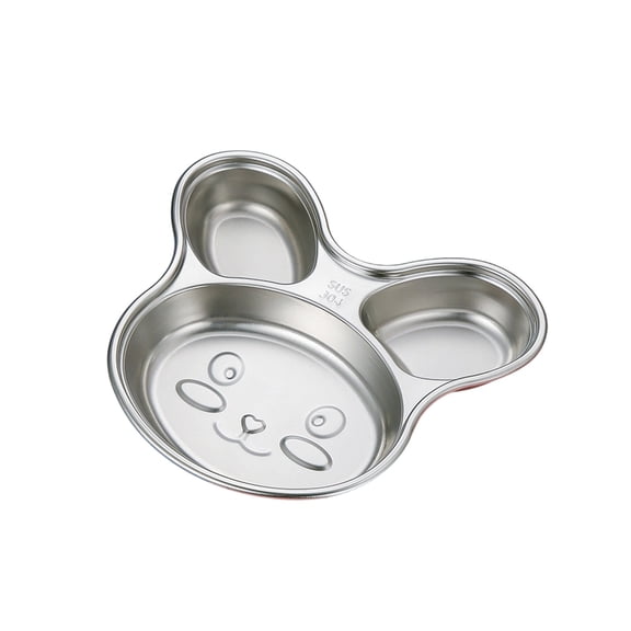 Clearance! Zguuel Stainless Steel Divided Toddler Plate, 3 Compartment Baby Feeding Tray with Suction, BPA Free Kids Dinner Plate for Self Feeding, Dishwasher Safe