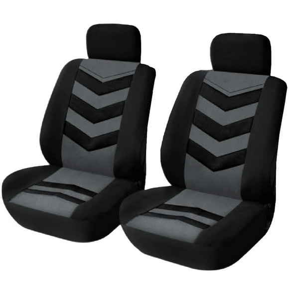 Universal Car Seat Cover Black Gray 2Front Seat Covers Fit Most Auto Car