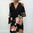 thumbnail image 2 of Fshinging Dresses For Women Femmes Col V Robe Tunique ÃlÃ©gant Plage SoirÃ©e FÃªte Mini Shirt Robe Birthday Dresses, 2 of 6