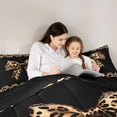 thumbnail image 3 of Erosebridal Leopard Print Bow Twin Comforter Sets For Girls Kids,Brown Cheetah Pattern Bedding Set For Women,Black Reversible,2-Piece, 3 of 7