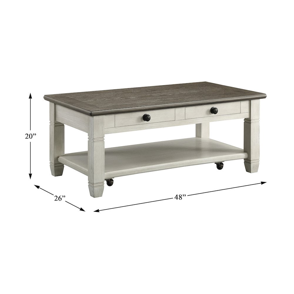 Lexicon Granby Wood 2 Drawer Coffee Table in Antique White