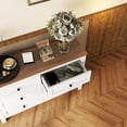 thumbnail image 3 of Retro Farmhouse Style Wooden Dresser with 6 Drawer, Storage Cabinet for Bedroom, White+Brown, 3 of 7