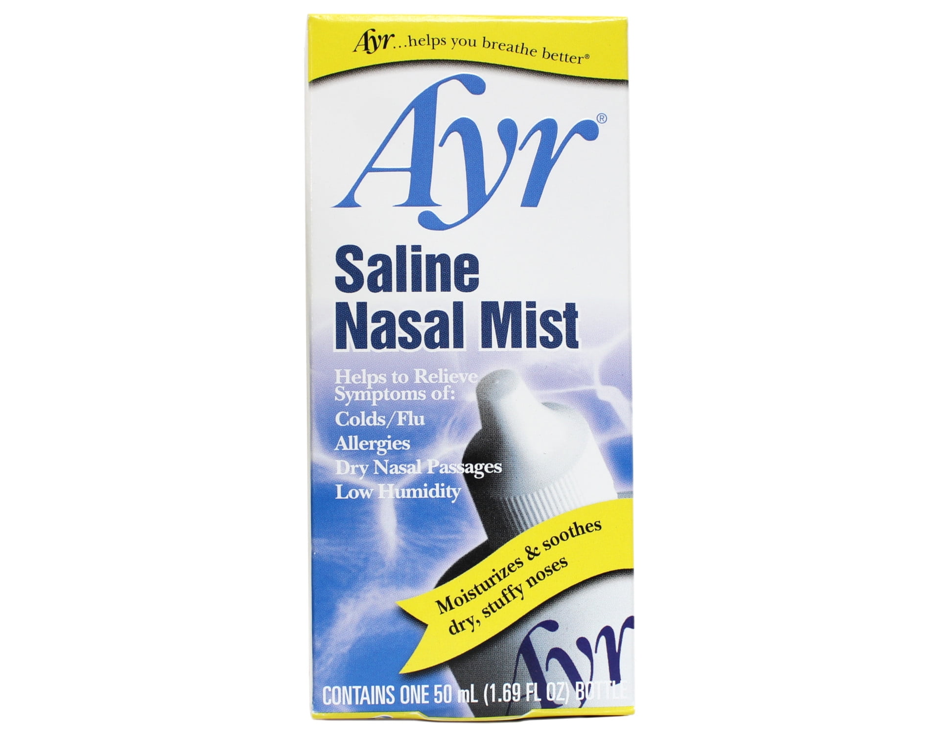 Ayr Saline Nasal Mist Non-Medicated Gluten Free 50 ml, 5-Pack