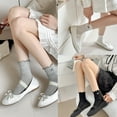 thumbnail image 4 of Stylish Embroidered Bowknot Middle Calf Socks Mesh Cotton Frilly Socks for Women, 4 of 21