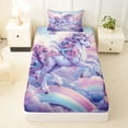 thumbnail image 3 of Erosebridal Rainbow Unicorn Print Twin Sheet Sets,Colorful Blossom Floral Bedding For Girls Kids 3pcs, 3 of 6