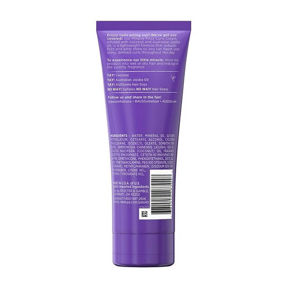 Aussie Miracle Curls Frizz Taming Cream Coconut & Jojoba 6.8 oz (Pack of 4)