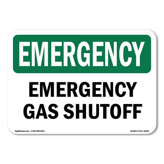 SignMission OS-EM-A-710-L-10333 7 x 10 in. OSHA Emergency Sign - Gas Shutoff