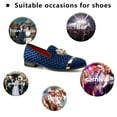 thumbnail image 4 of Loafers for Men Men's Rhombus Velvet Loafers Blue Wedding Dress Shoes Men's Gold Buckle, Blue-08, 9 US, 4 of 5
