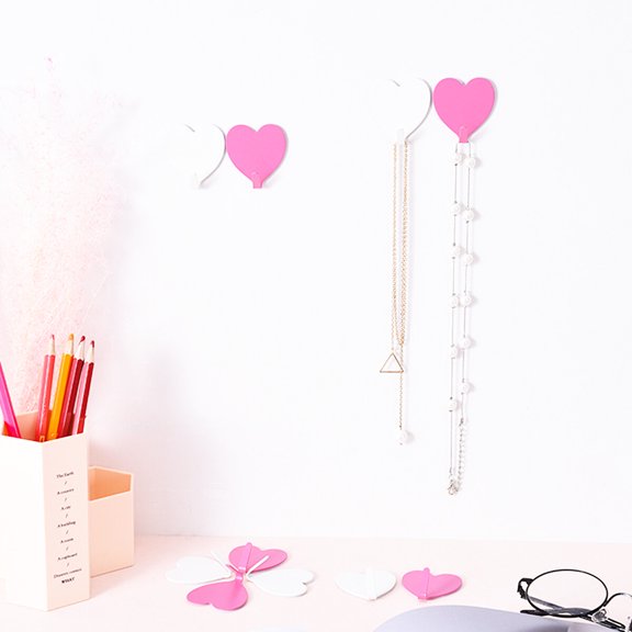 ETEREAUTY Pink Stainless Steel Wall Hooks Seamless Sticky Decorative Hooks for Towels Coats Bags