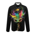 thumbnail image 3 of FAVIPT Mardi Gras Outfits for Men Long Sleeve Lapel Button Down Shirts Funky Mardi Gras Masks Printed Casual Festivel Parade Shirts 2025 Multicolor,XL, 3 of 4
