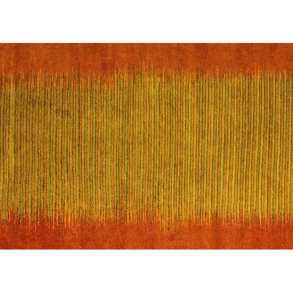 Ahgly Company Indoor Rectangle Abstract Yellow Modern Area Rugs, 5' x 7'