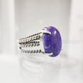 thumbnail image 2 of Natural Charoite Ring, Purple Charoite Ring, Natural Birthstone, 3 Twisted Band, 925 Sterling Silver, Womens Ring, Christmas, Thanksgiving, Handmade, Statement Jewelry, Natural Gemstone Ring, 2 of 6
