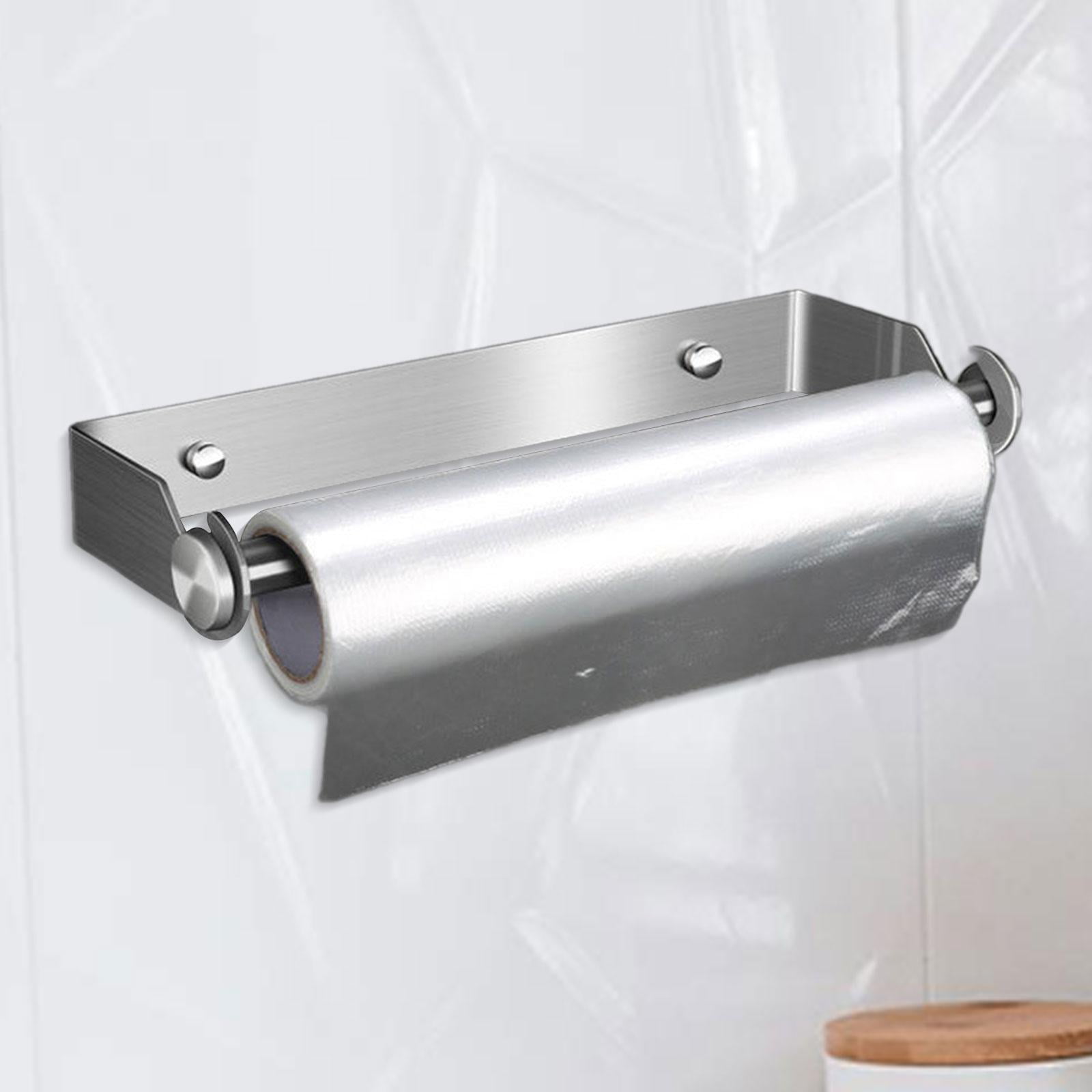 Baoblaze Paper Towel Holder Heavy Duty Wall Mounted for Office Bathroom Under Cabinet A