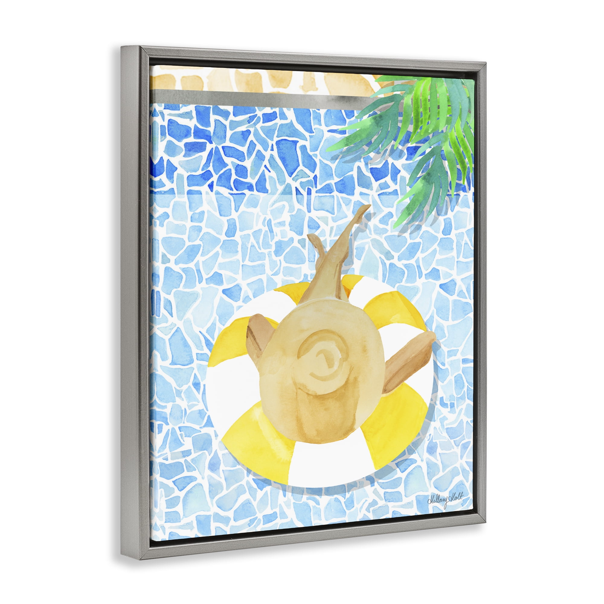 Stupell Industries Summer Poolside Drift Gray Framed Floater Canvas Wall Art, design by Hillary Holt