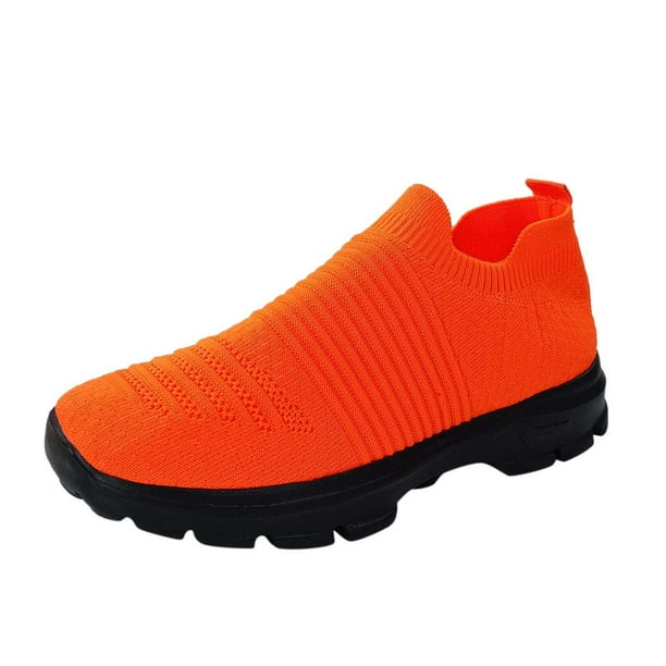 TOWED22 Womens Sneakers Womens Walking Shoes Slip on Sock Sneakers Lady  Mesh Cushion Platform Loafers Fashion Casual(Orange,6.5) 
