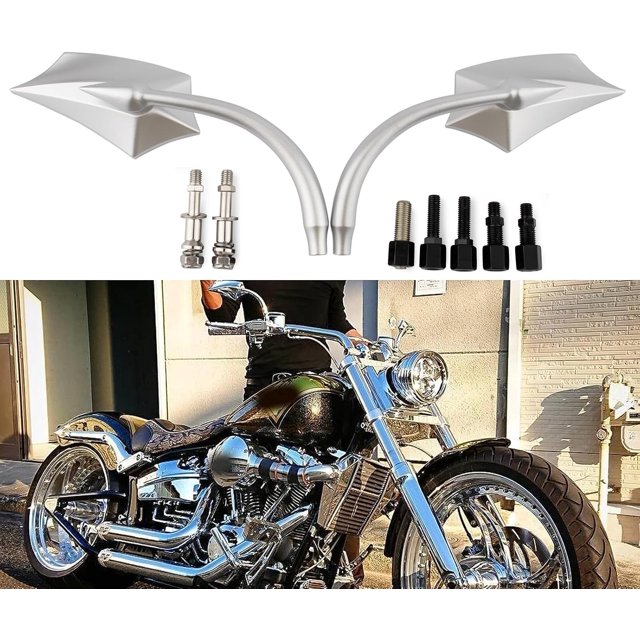 Chrome Motorcycle Spear Blade Rear View Mirrors for Davidson Cruiser Choppers Bobber Bike
