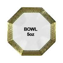 Lillian Tablesettings Lacetagon Bowl with Gold Rim White 5 oz -10 Pack