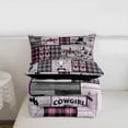 thumbnail image 4 of Erosebridal Pink Western King Bedding Sets Country Cowgirl Comforter Set Wild West Bull Horse Comforter Teen Women,Rustic Farmhouse Buffalo Plaid Quilt 2 Pillow Cases Room Decor, 4 of 7
