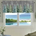 thumbnail image 3 of Green Christmas Tree Farmhouse Short Window Curtain Valances, Winter Snowflakes Grey Watercolor Pine Rod Pocket Kitchen Valances for Living Room Bedroom Bathroom Cafe 54" x 18", 3 of 8