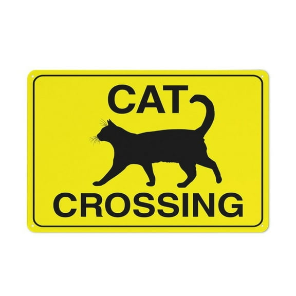 Cat Crossing Sign Rust Free Easy To Read & Sturdy Keep Out Outdoor Metal Signs For Home Farm Yard Size: 8 x 12 inch