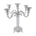 thumbnail image 1 of Candelabro de 5 brazos con forma cónica, elegante adorno de metal y vidrio. Plata, 1 of 9