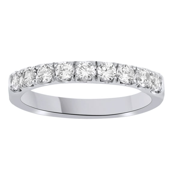 AFFY White Natural Diamond Anniversary Band Ring In 14k White Gold (0.5 Cttw)