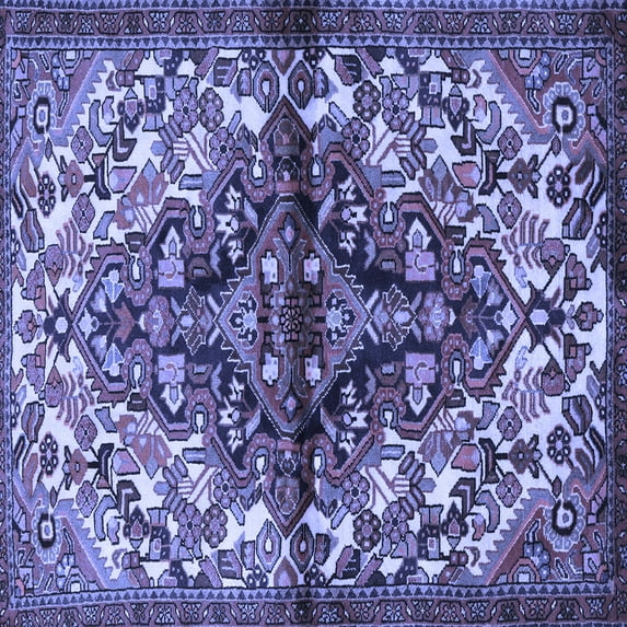 Ahgly Company Machine Washable Indoor Square Persian Blue Traditional Area Rugs, 3' Square