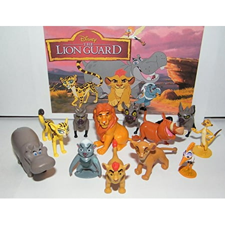 Disney The Lion Guard Deluxe Figure Set of 13 with Prince Kion, Cub Kiara, Bunga the Badger, Pumba, Timon, King Simba, 3 Hyenas and Many