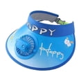 thumbnail image 3 of Sombrero de ventilador de refrigeración, gorra de verano portátil de dibujos animados para niños y niñas, viajes, Camping Letras azules, 3 of 8