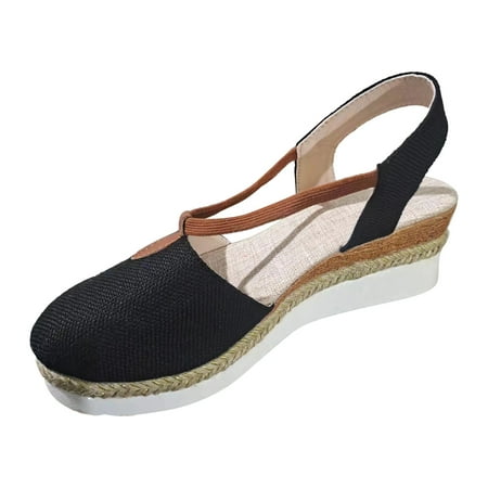 

PEASKJP Platform Sandals Women Women s Briah Perf Sling Wedge Sandal for Women (Black 8.5)