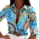 thumbnail image 1 of Camisas De Mujer Blusa de mujer de moda con botones de primavera y verano para el trabajo (azul y blanco M) Cgtredaw Para estrenar, 1 of 1