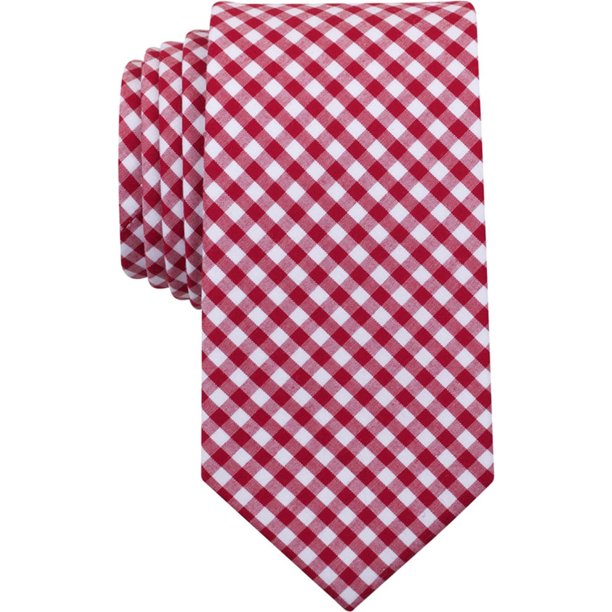 bar III Mens Troy Checked Self-tied Necktie, Rojo, Clásico (57 a 59 pulg.)
