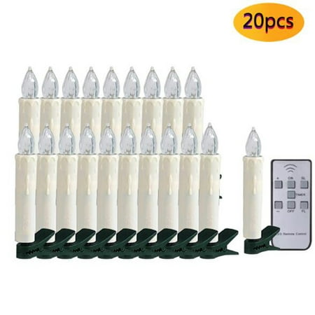 20PCS Christmas LED Taper Flameless Candles with Remote Timer