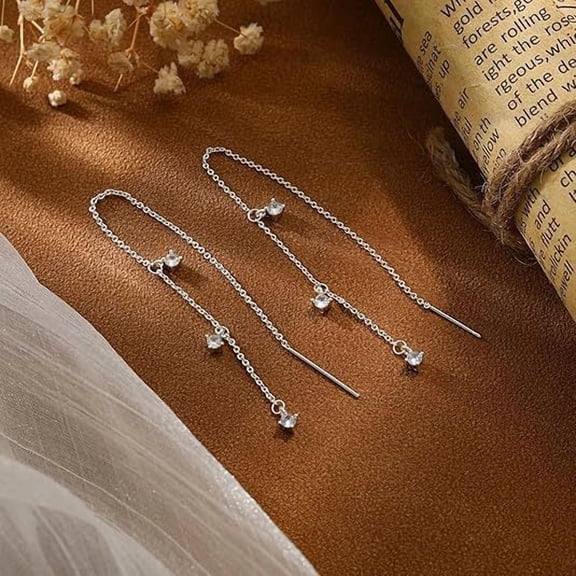 KKLDOGS Gold Dangle Earrings for Women Non Tarnish 14K Gold Plated Drop Wedding Hypallergenic Earring Dainty Long Hanging Chain CZ Pearl Threader Earrings Trendy Silver Plated Jewelry for Women