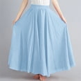 thumbnail image 5 of Womens Linen Maxi Skirts Trendy Elastic Waist Summer Boho Solid Beach Elastic High Waist Pleated A-Line Flowy Swing Long Maxi Skirts, 5 of 6