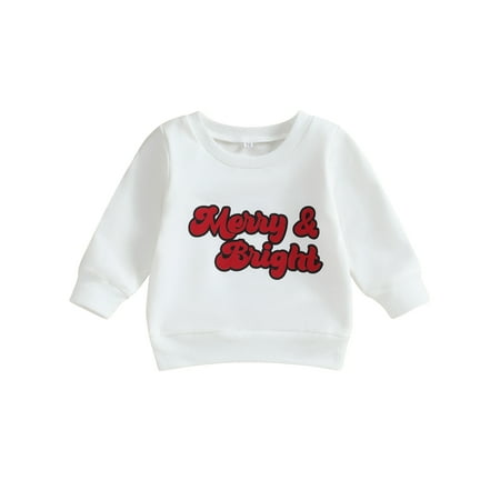 

Baby Christmas Sweatshirts Retro Long Sleeve Letter Print Pullovers