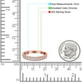 thumbnail image 4 of Rose Tone, Simulated Cubic Zirconia Size-8 Half Eternity Band Wedding Ring Round 925 Sterling Silver, 4 of 7