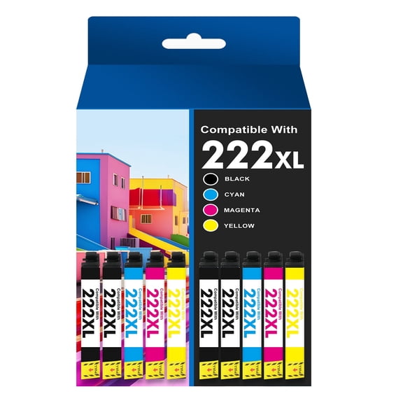 222XL Ink Cartridges for Epson 222 Ink Cartridges for Epson 222 Printer Ink ( 4Black 2Cyan 2Magenta 2Yellow)