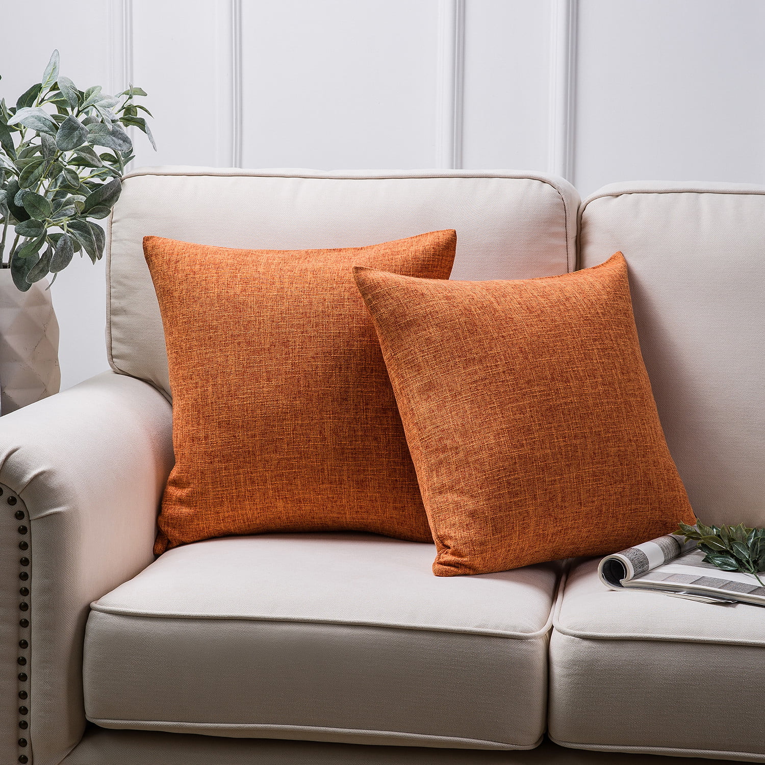 orange couch pillows