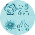 thumbnail image 1 of Ahgly Company Machine Washable Indoor Round Transitional Electric Blue Area Rugs, 6' Round, 1 of 7