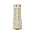 thumbnail image 6 of BLISSFUL STEP Women's Ankle Boots Mesh Stiletto High Heels Ruffle Faux Suede Zebra Pattern Booties Beige 10, 6 of 7