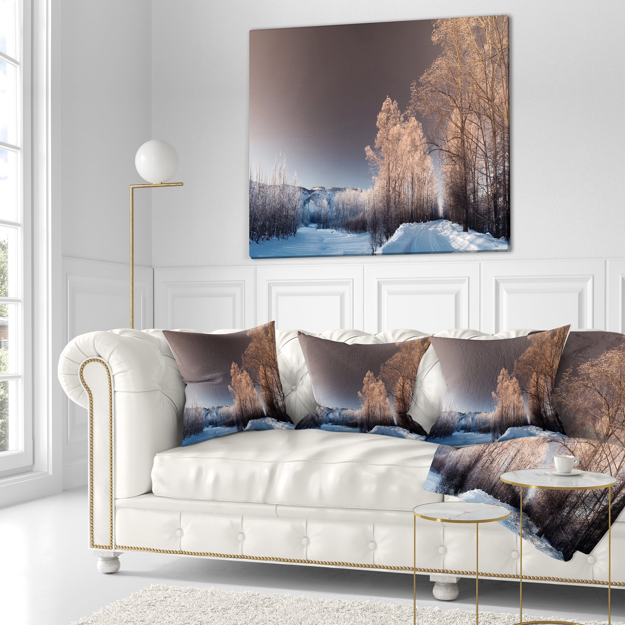 Designart Futuristic Winter Sky - Landscape Photography Throw Pillow - 18x18