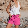 thumbnail image 7 of Shorts for Women Running Swim Athletic Solid Color Wrinkle Cloth High Waist Pocket Shorts, 7 of 7